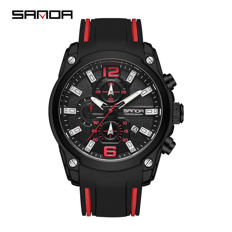Sanda Men’s Quartz Watch – Luminous Calendar Business Watch with Silicone Strap