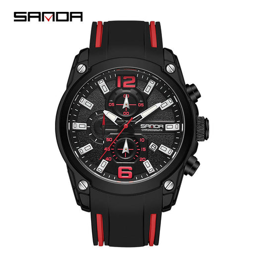 Sanda Men’s Quartz Watch – Luminous Calendar Business Watch with Silicone Strap