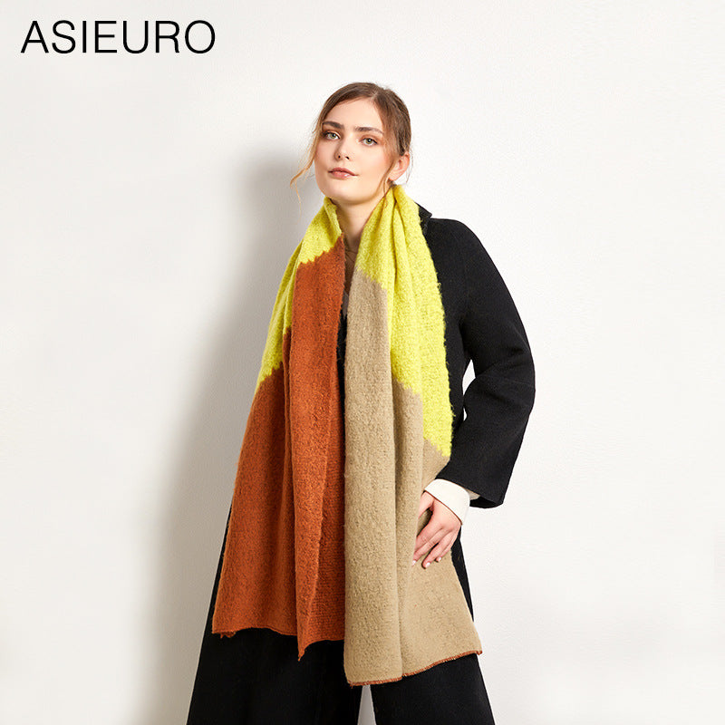 Minimalist Women’s Warm Nylon Scarf – Double-Sided Thick Neck Wrap for Fall & Winter