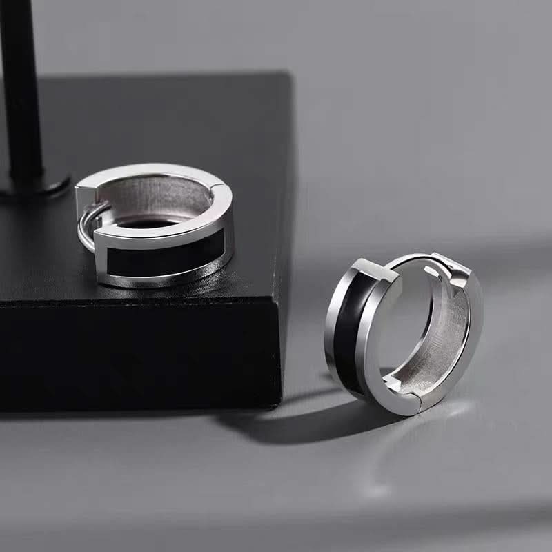 Trendy Korean Black Hoop Earrings –Hip-Hop Design Unisex Fashion
