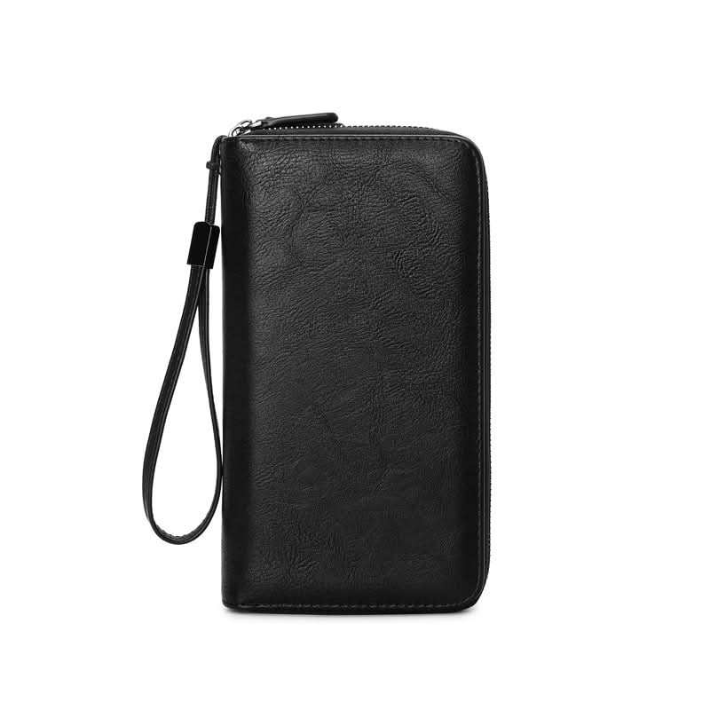Men's RFID Blocking PU Leather Business Wallet – Double Zipper Clutch