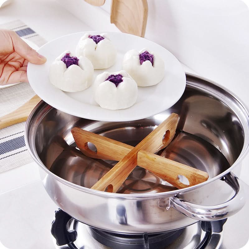 Household Bamboo Pot Holder - Insulated Cross Pot Base