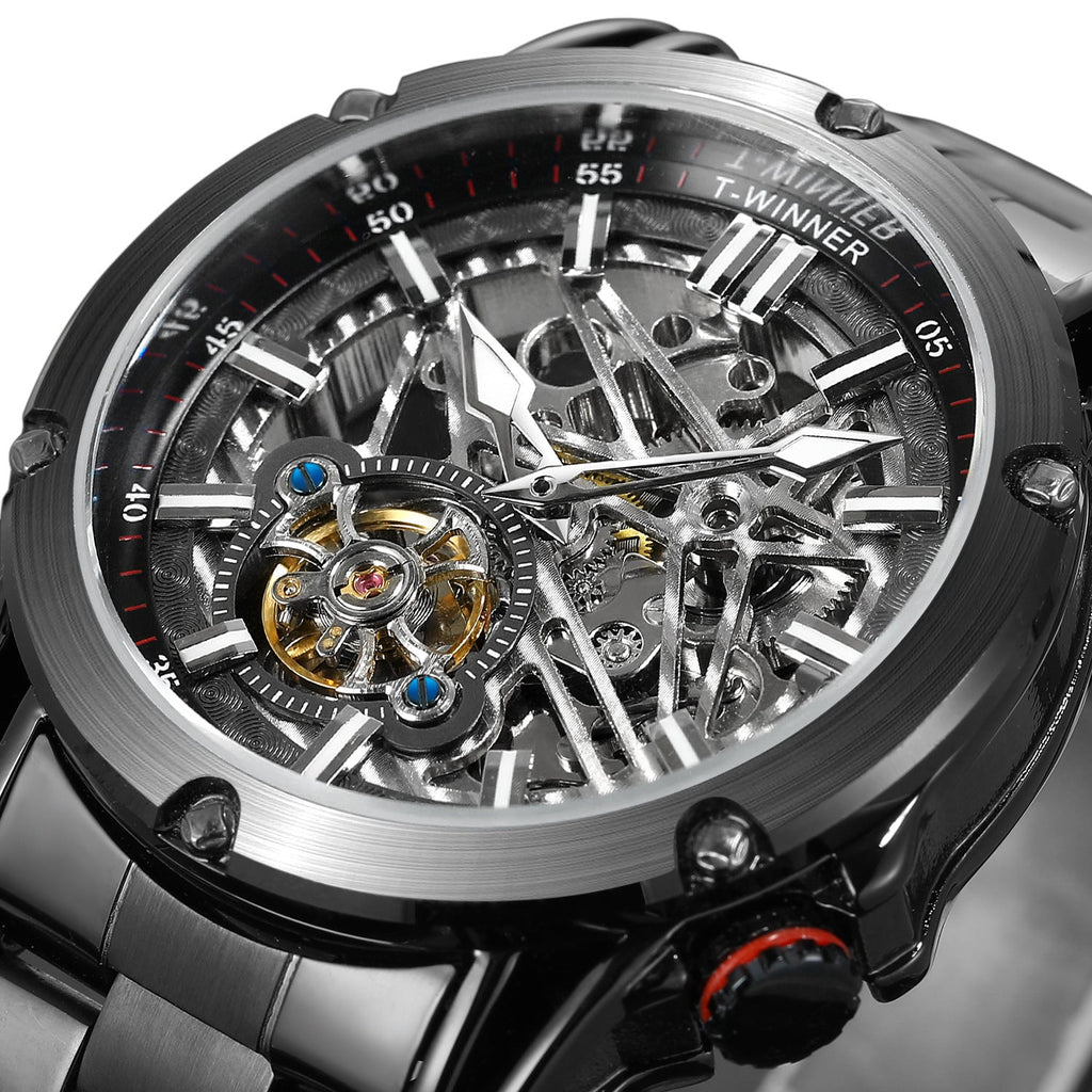 T-winner Men's Automatic Skeleton Watch – 30M Waterproof Fashion Mechanical Timepiece