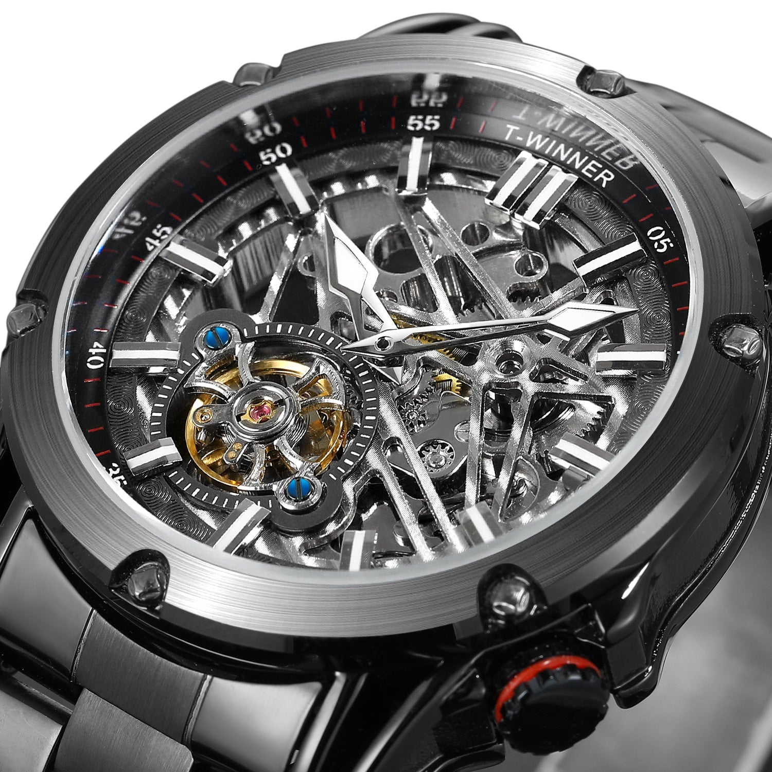 T-winner Men's Automatic Skeleton Watch – 30M Waterproof Fashion Mechanical Timepiece