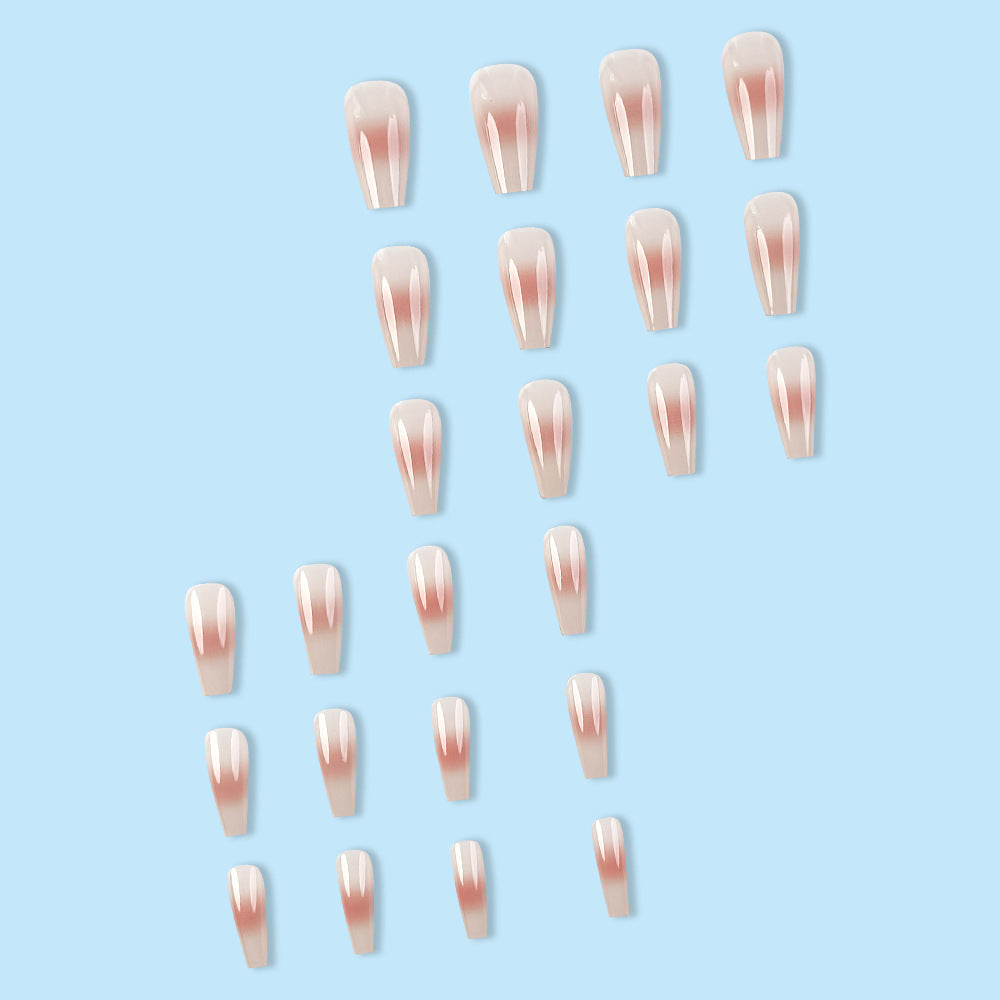 Transparent Ombre Press-On Nails – Long Square Acrylic Nail Set, Nude & Clear