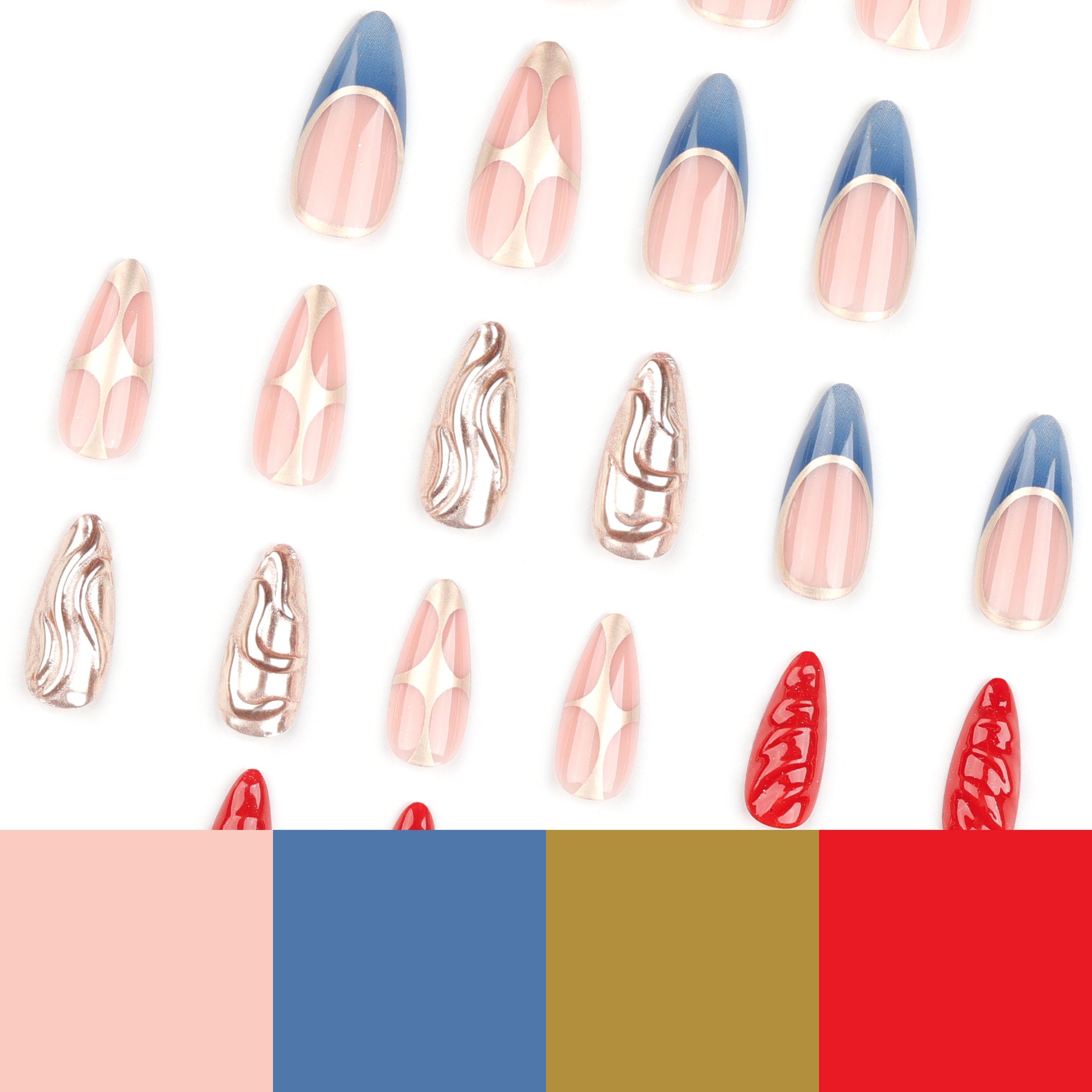 Avant-Garde Metallic Stiletto Press-On Nails – Long Glue-On Nail Tips