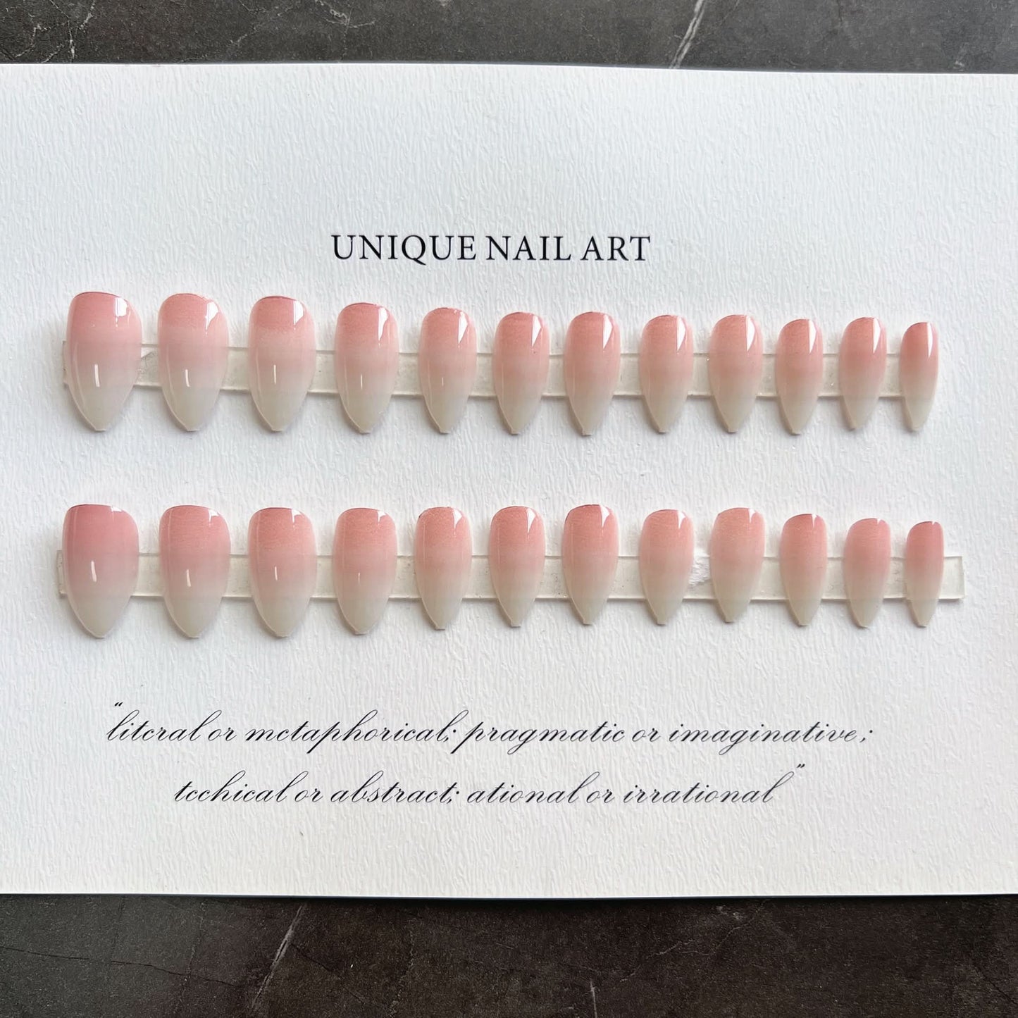 24-Piece Gradient Ice Powder Almond Nails – European & American Style