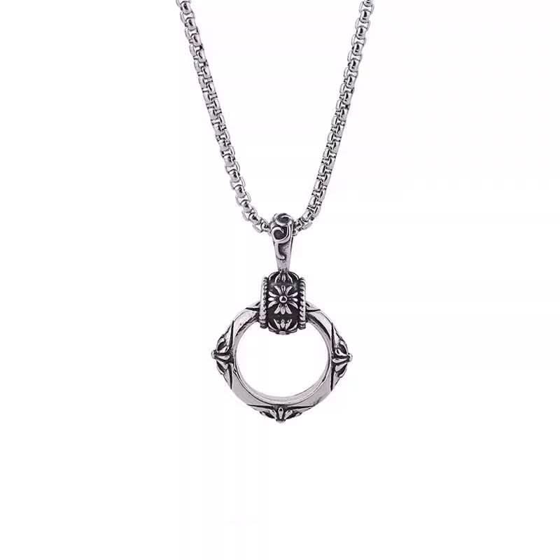 Men’s Retro Kro Flower Pendant Necklace – Cuban Chain