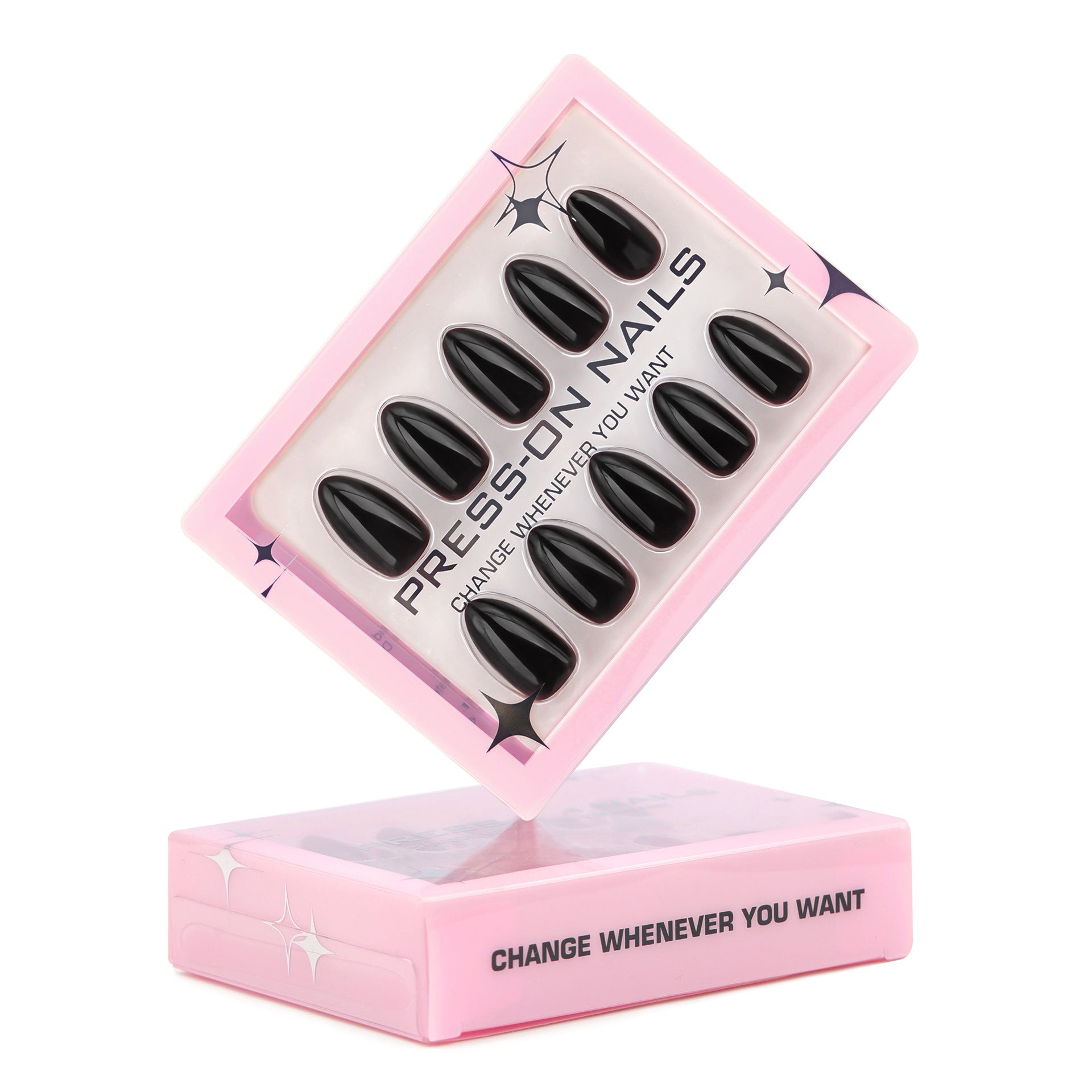 Glossy Black Almond Press-On Nails – Short Classic Glue-On Manicure