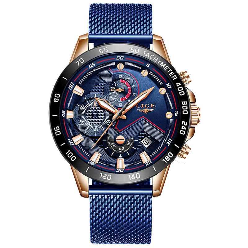 Men’s Mesh Chronograph Quartz Watch – with Stainless Steel Strap