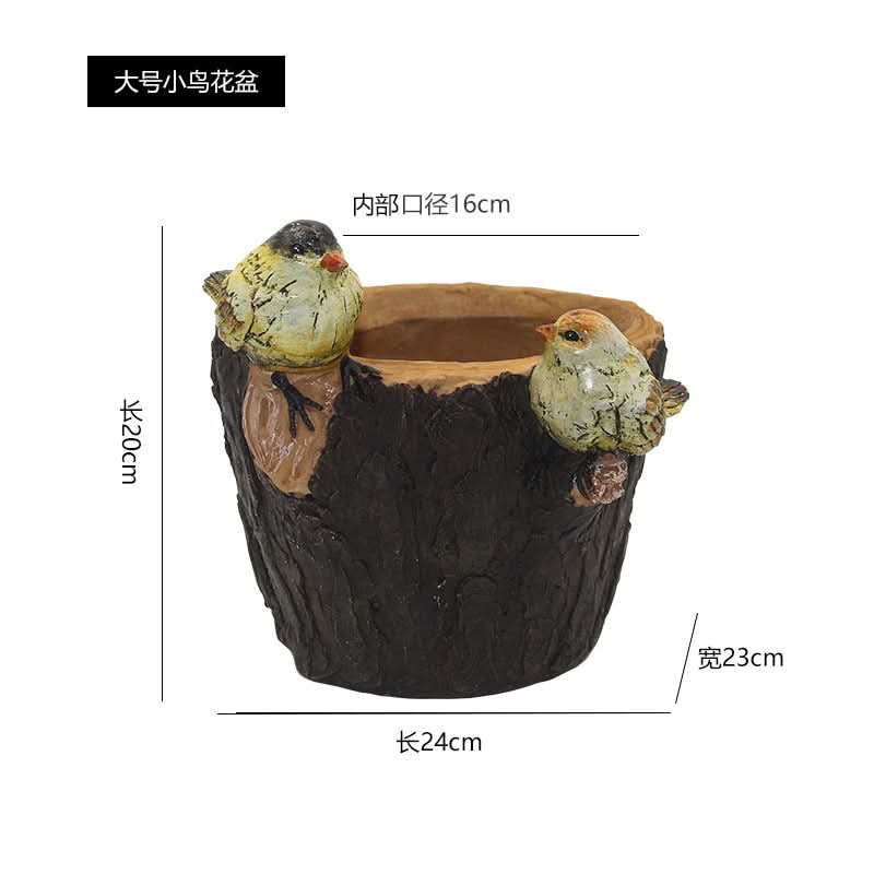 Charming Garden Sculpture Flower Pot - Bird Design
