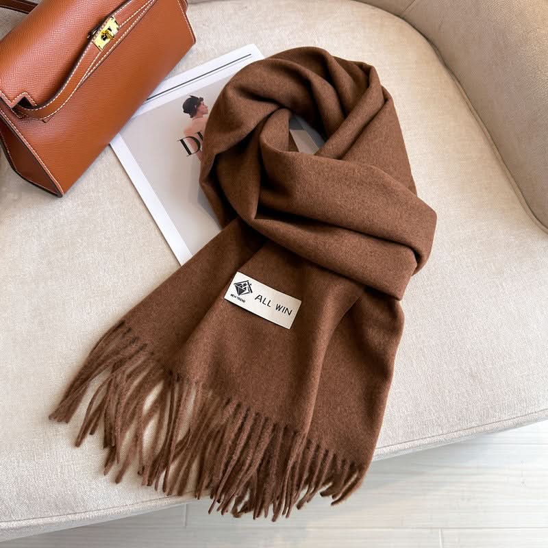 Solid Color Wool Blend Scarf for Women
