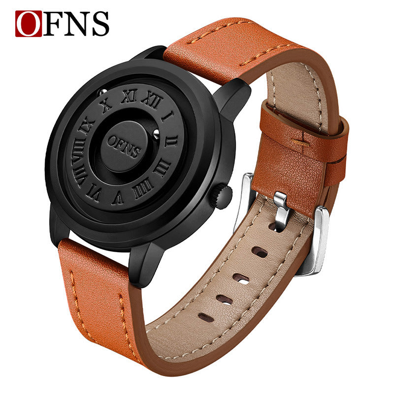 OFNS Men’s Quartz Watch – Magnetic Floating Dial, Waterproof Fashion Timepiece