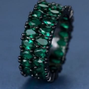 Double Row Round Drop Fashion Ring