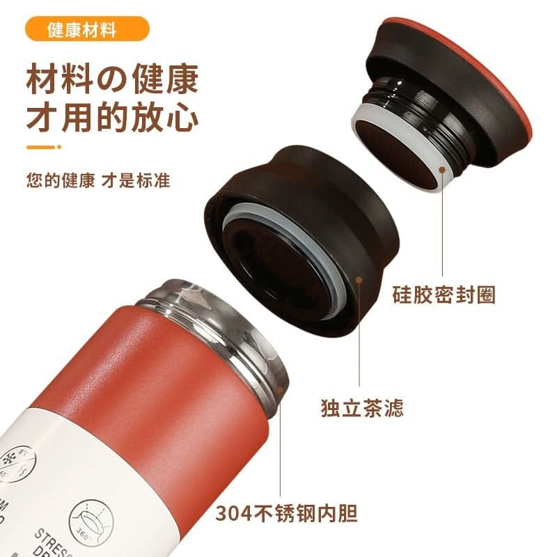 Stainless Steel Thermos Cup – Insulated Coffee Tumbler with Tea Strainer