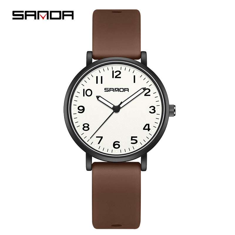 Sanda Luminous Quartz Watch – Waterproof Fashion Student Wristwatch