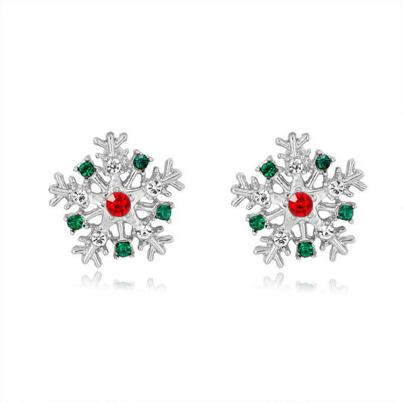 Diamond Snowflake Pearl Christmas Earrings for Women