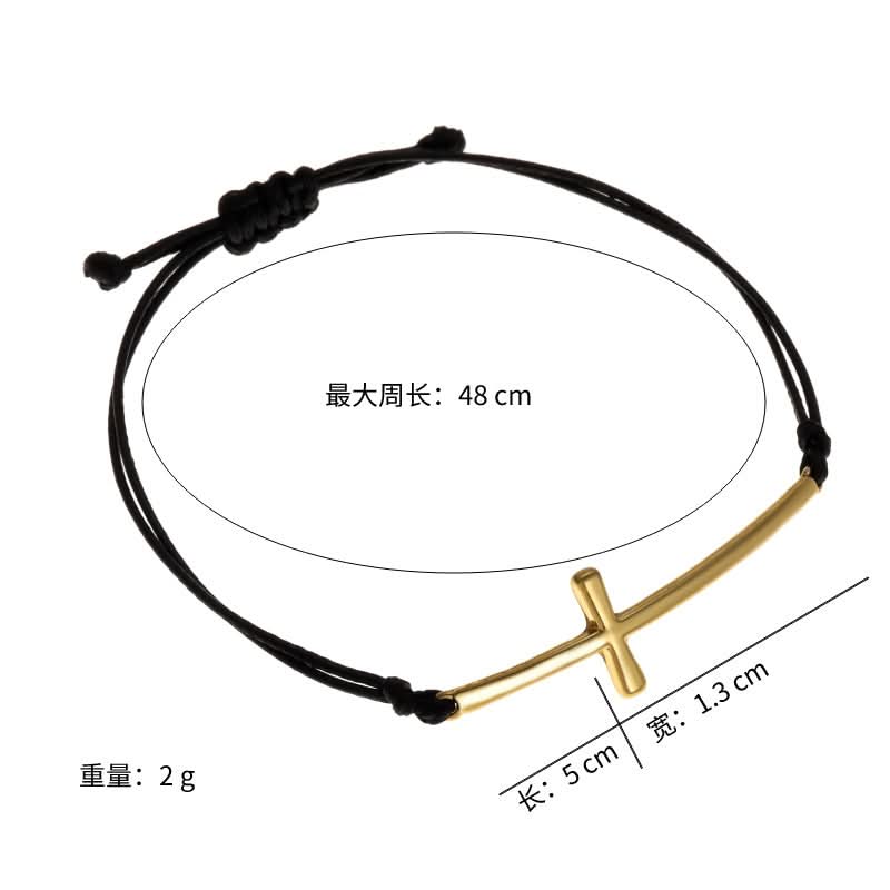 Cross Charm Braided Bracelet for Men – Gold Unisex Wristband