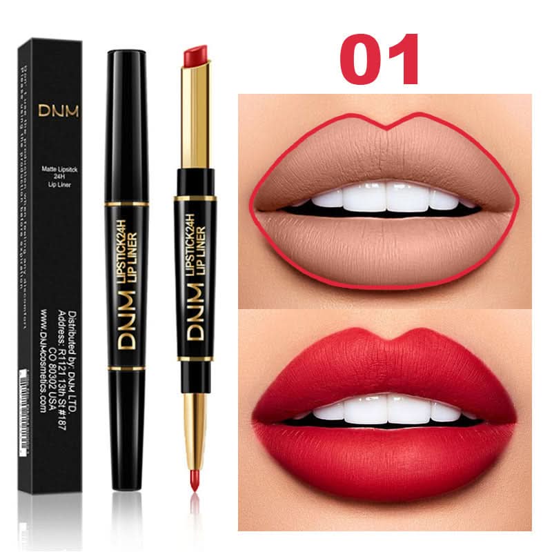 DNM 2-in-1 Matte Lipstick & Lip Liner – Long-Lasting, Non-Stick, High-Pigment Color