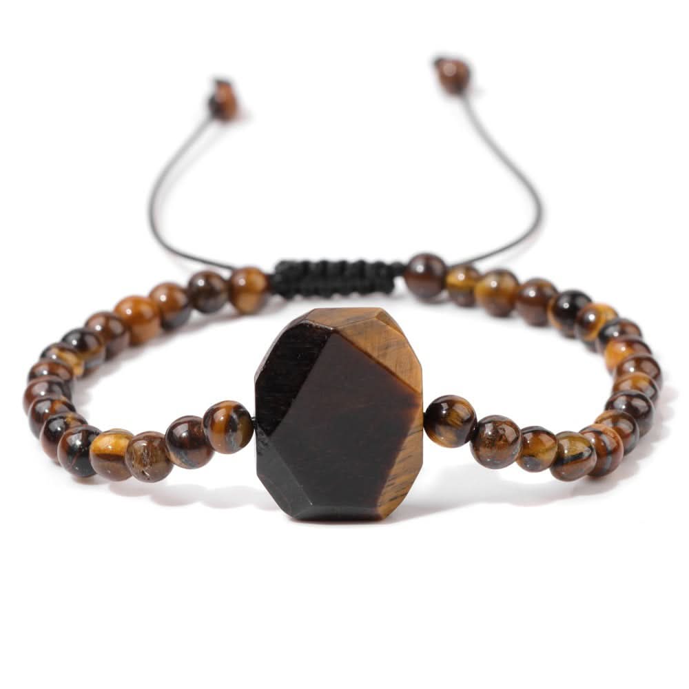 Men's Handmade Tiger Eye & Agate Bead Bracelet – Retro Design