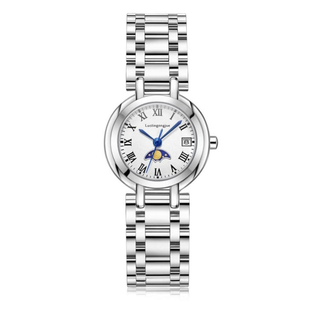 Women’s Elegant Star & Moon Quartz Watch – Stainless Steel