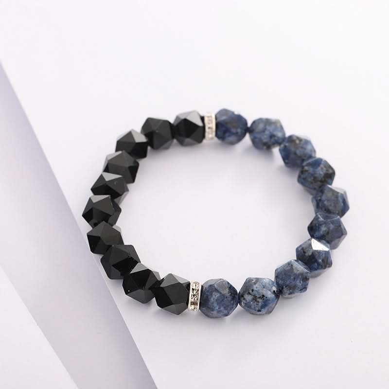 Unisex Stylish Blue Agate Bracelet – Handmade Obsidian Beaded Wristband