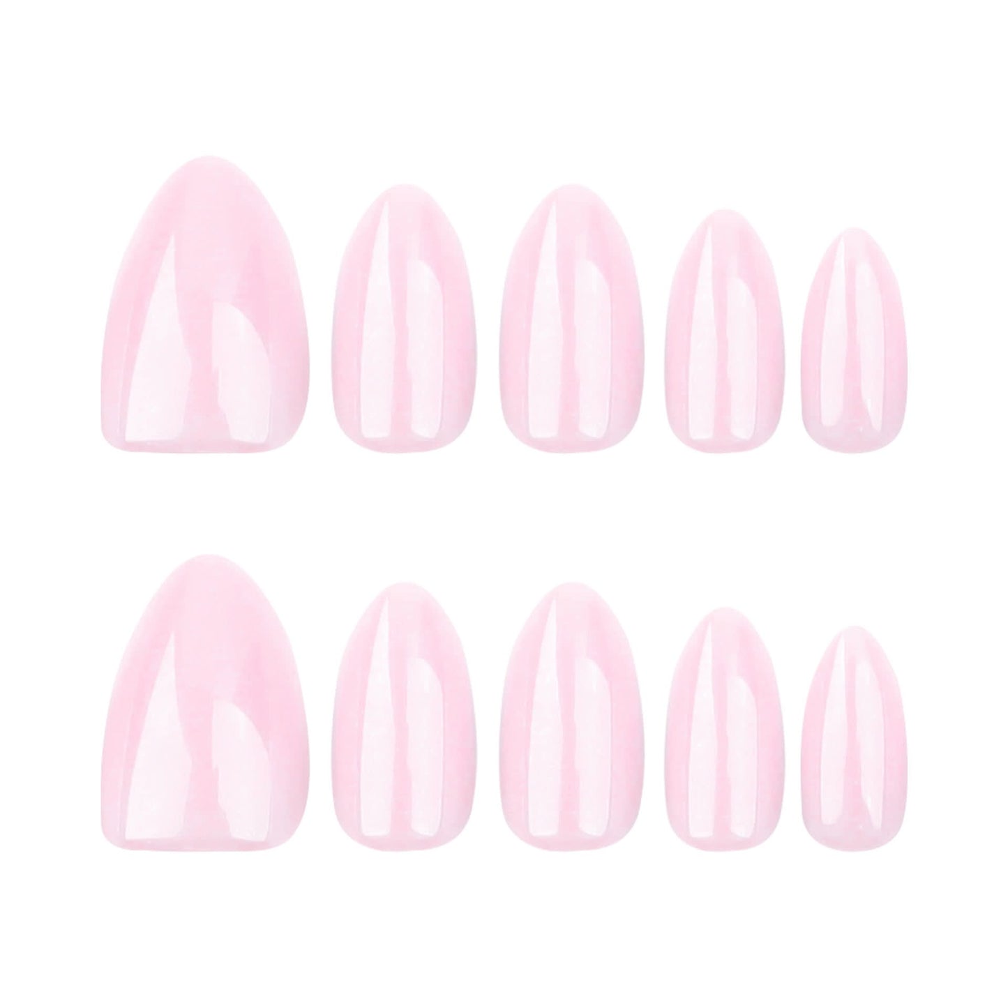 Short Almond Pink Press-On Nails – Pearlescent Fake Nails with Tool Kit