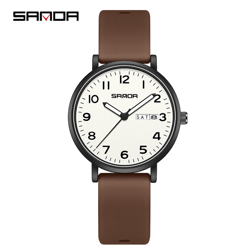Sanda Waterproof Quartz Watch – Korean Style Silicone Sports Watch for Students