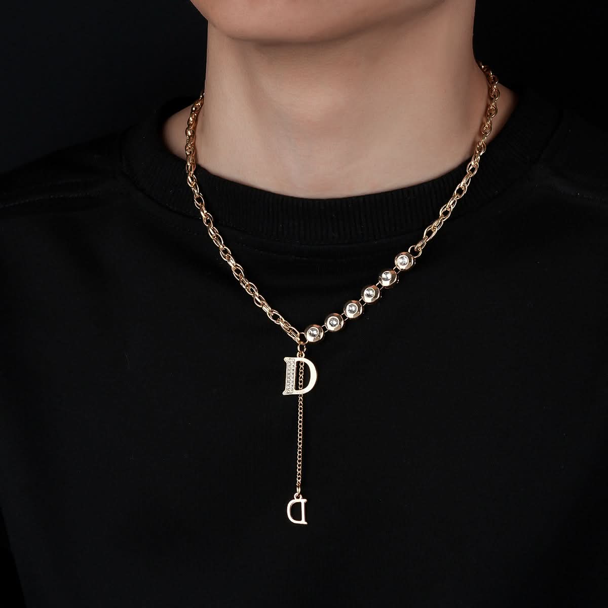 Men's Double Letter Necklace – Fashionable Statement Jewelry