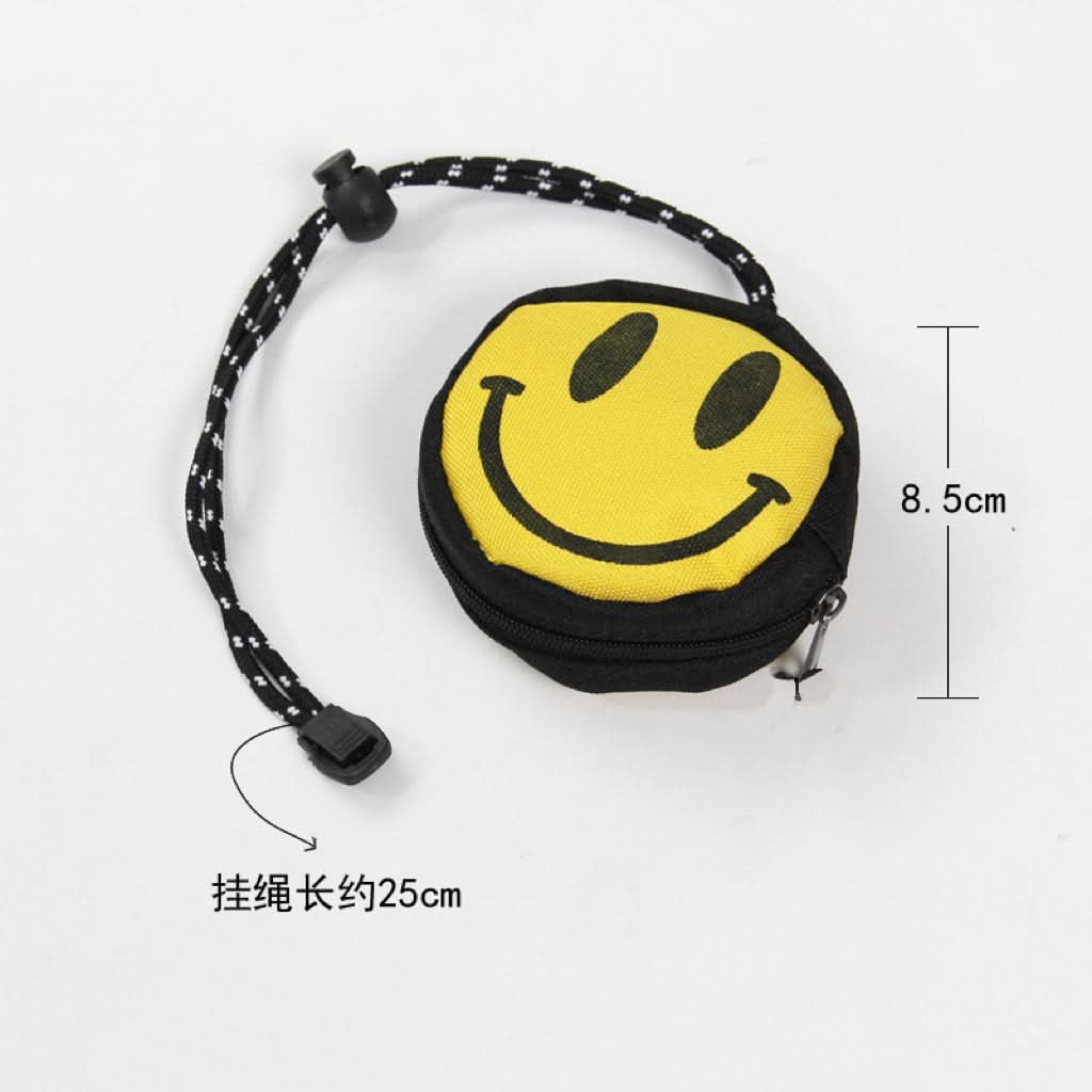 Mini Smiley Coin & Earphone Pouch – Hanging Neck Key Storage Bag