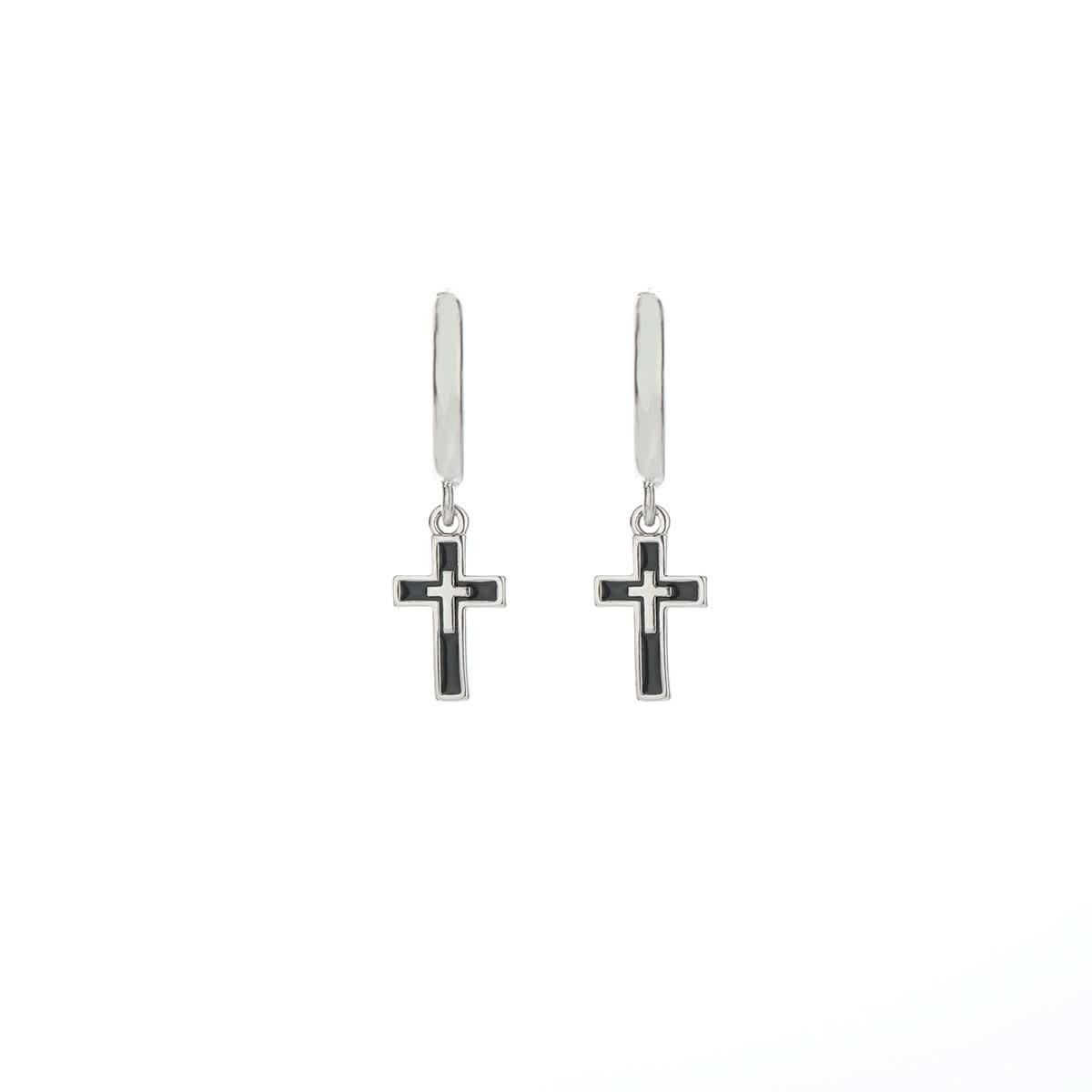 Men’s Retro Cross Earrings – High-End Dangle Hoop Earrings