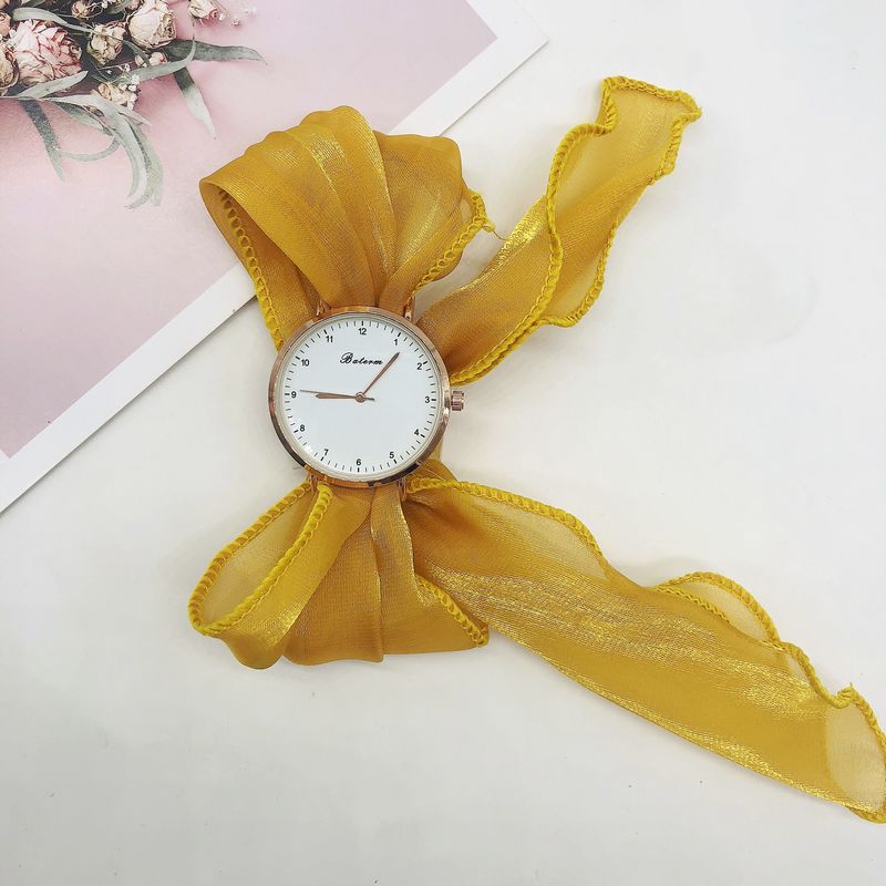 Women’s Solid Color Ribbon Strap Watch – DIY Handmade Fairy Style, World Time