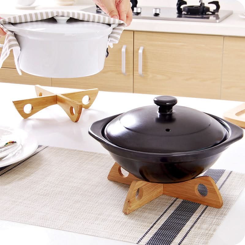 Household Bamboo Pot Holder - Insulated Cross Pot Base