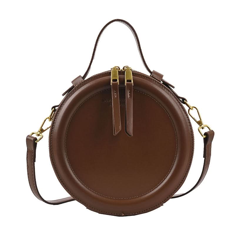 Women's Retro Round Messenger Bag – Handbag with Zipper Closure
