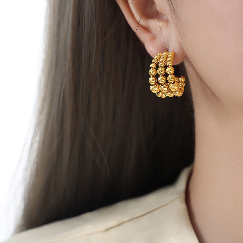 Geometric Hoop Earrings for Women – Titanium Steel, Layered Design