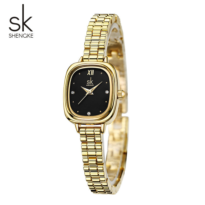 SK Women’s Quartz Watch – Small Square Dial, 30M Waterproof Fashion Wristwatch