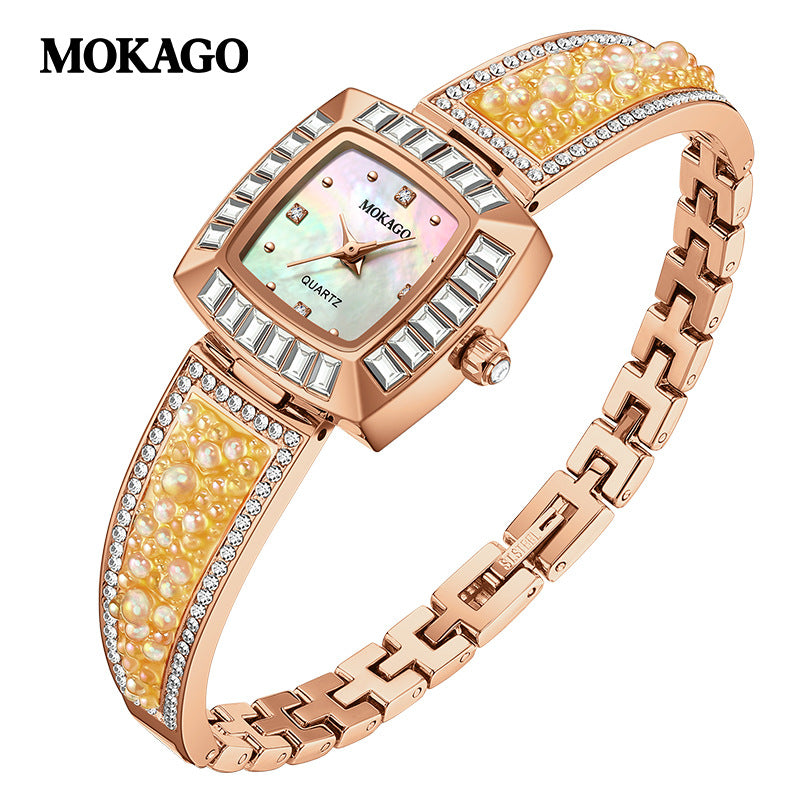 MOKAGO Square Women’s Diamond Watch – Luxury Quartz Waterproof Watch