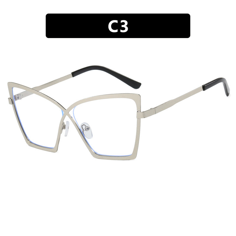 Cat-Eye Anti-Blue Light Glasses for Women – Large Frame Metal Eyewear, Myopia-Compatible