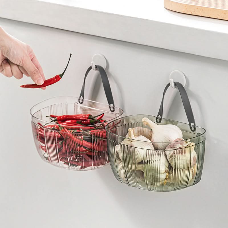 Hanging Storage Basket - Adhesive Wall-Mounted Kitchen Organizer (Set of 2pcs.)
