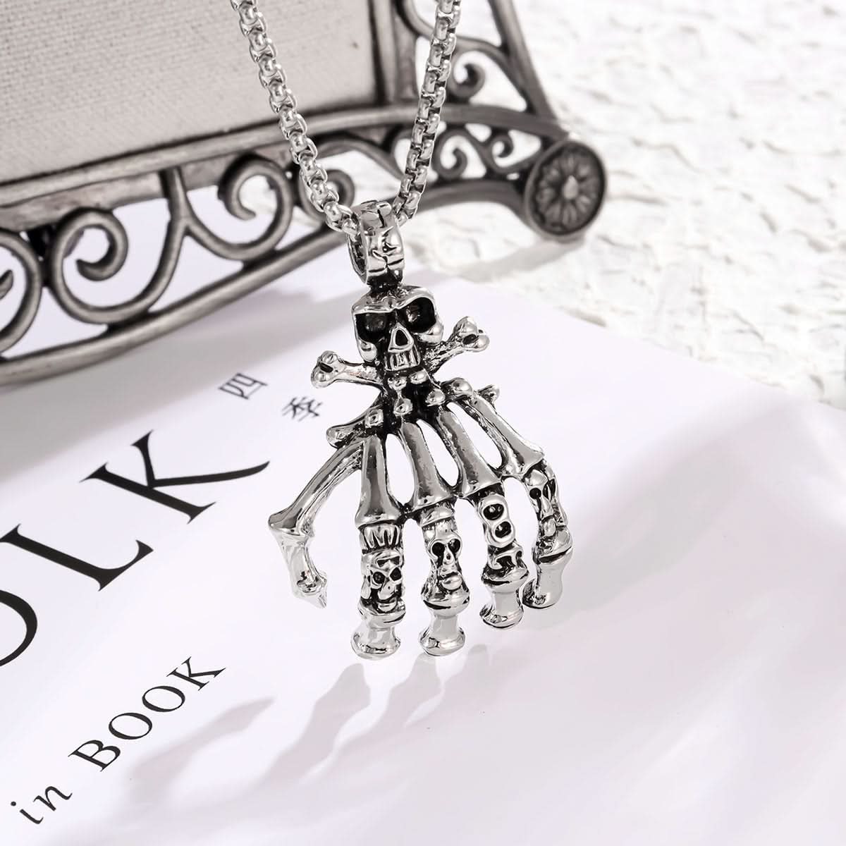 Skull Demon Hand Necklace for Men – European Fashion