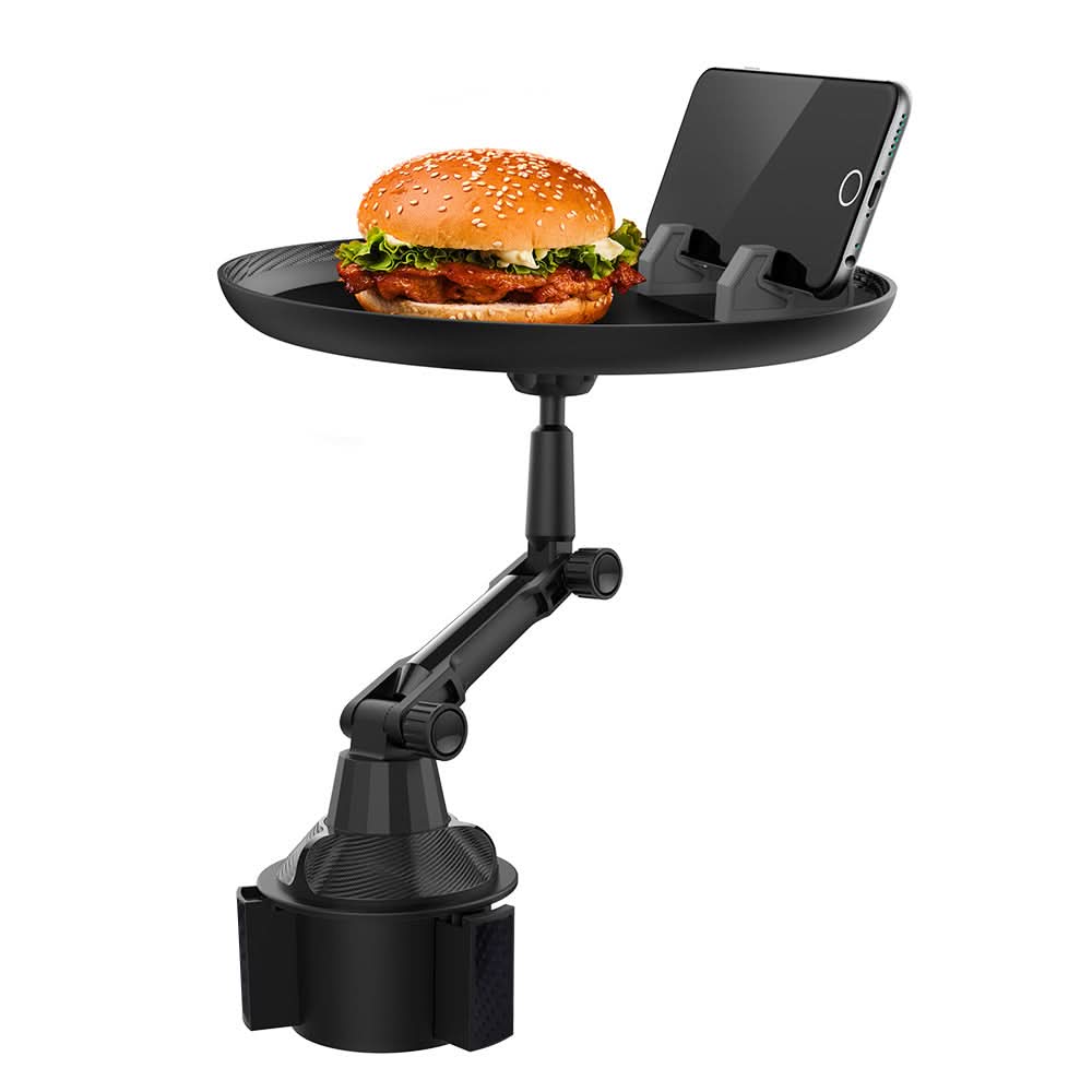 Car Tray Table – Multifunctional ABS Food, Beverage, and Phone Holder with Silicone Pad
