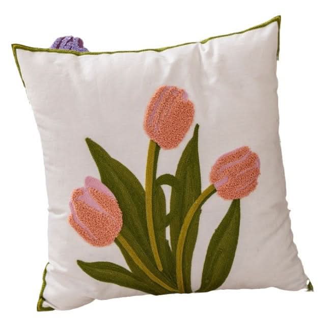 Pastoral Style Embroidered Flower Pillowcase