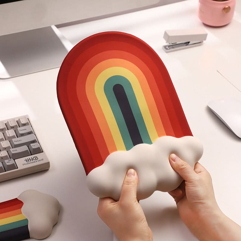 Cloud Rainbow Silicone Wrist Mouse Pad with Memory Foam