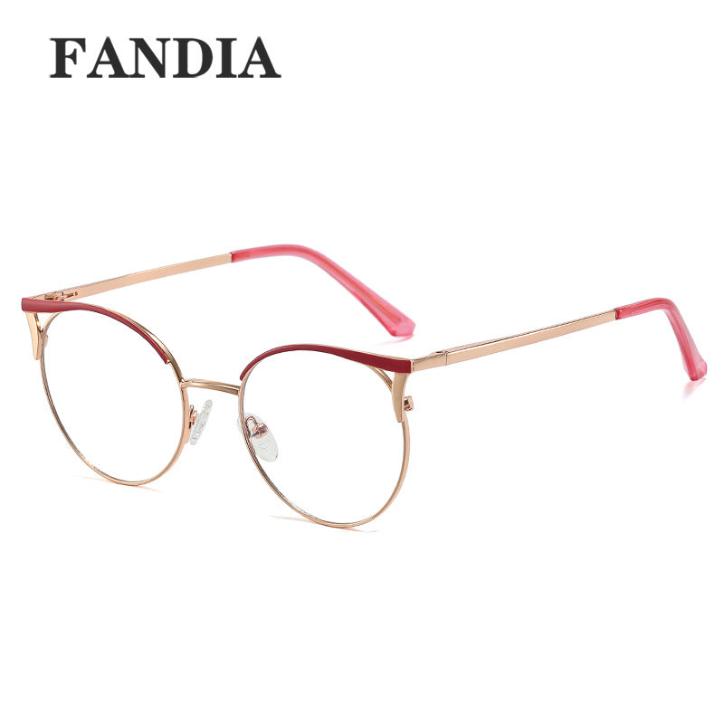 Women's Round Metal Blue Light Glasses – Full Frame Myopia-Ready Eyewear