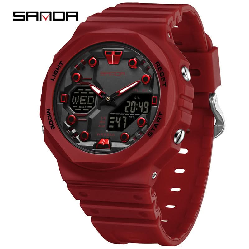 Men’s Dual Display Sports Watch – Waterproof, Multi-Functional Watch