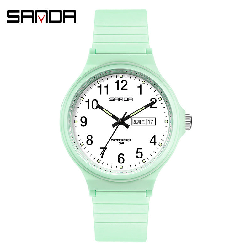 Sanda Dual Calendar Quartz Watch – Waterproof Casual Student Watch for Kids