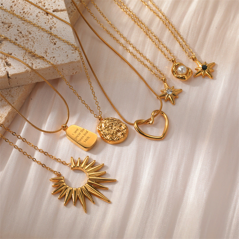 Trendy Gold Stainless Steel Pendant Necklace with Cute Charms – Stylish Jewelry