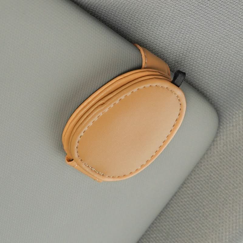 Leather Car Sun Visor Glasses Clip Holder – Oval Shape