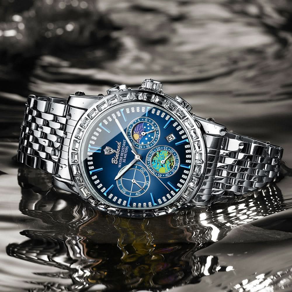 Men’s Luxury Moon Phase Watch – Stainless Steel