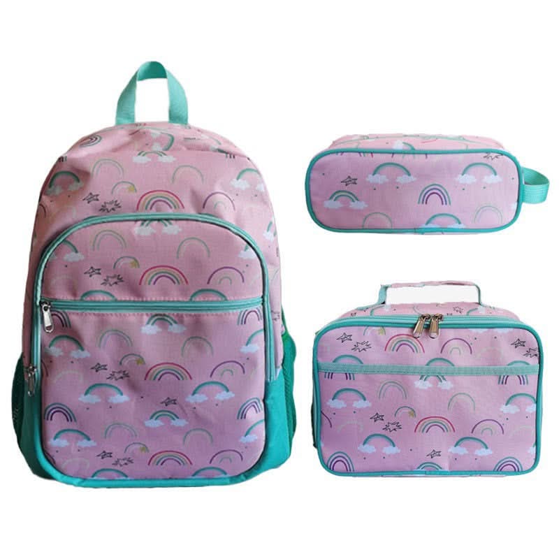 Cute Kids School Backpack Set – Oxford Cloth School Bag with Lunch Bag & Pencil Case (3-piece)